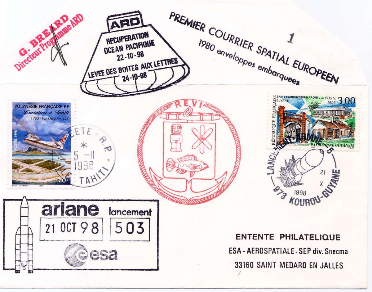 Vol 112 du 21 Octobre 1998 - Passager ARD - Premier courrier Spatial Européen
