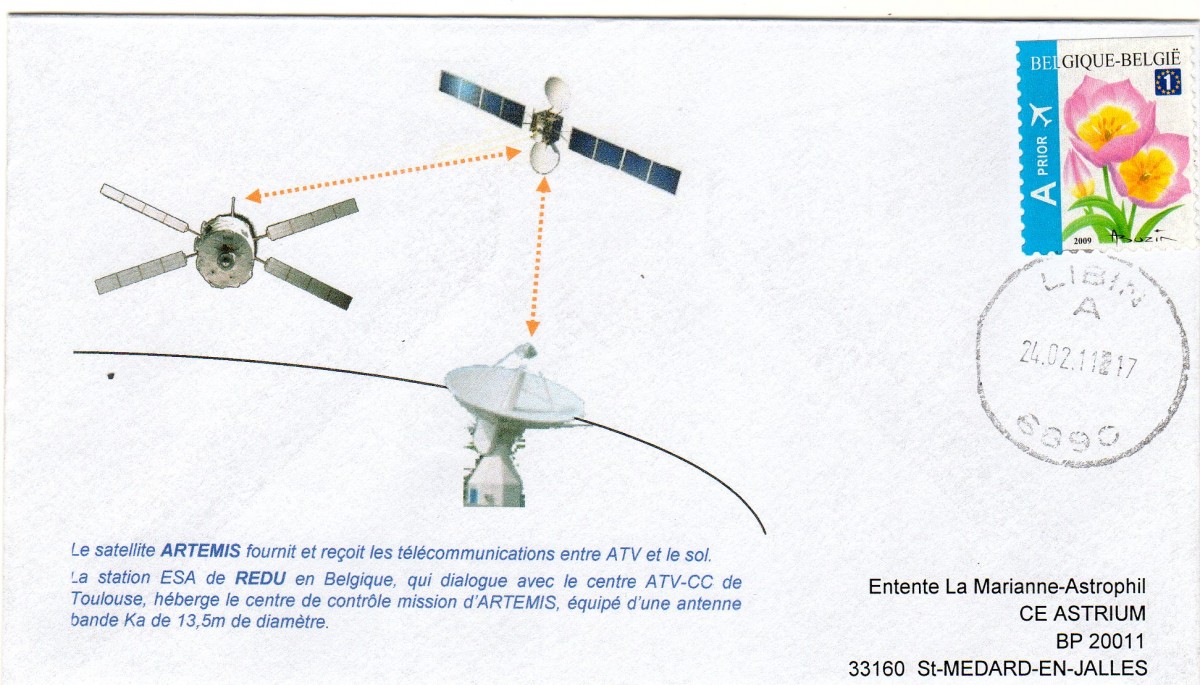 Vol 200 - ATV 2 - 24 Février 2011 - Station radar de REDU Belgique - Avant docking ATV contact Terre via le satellite Artémis