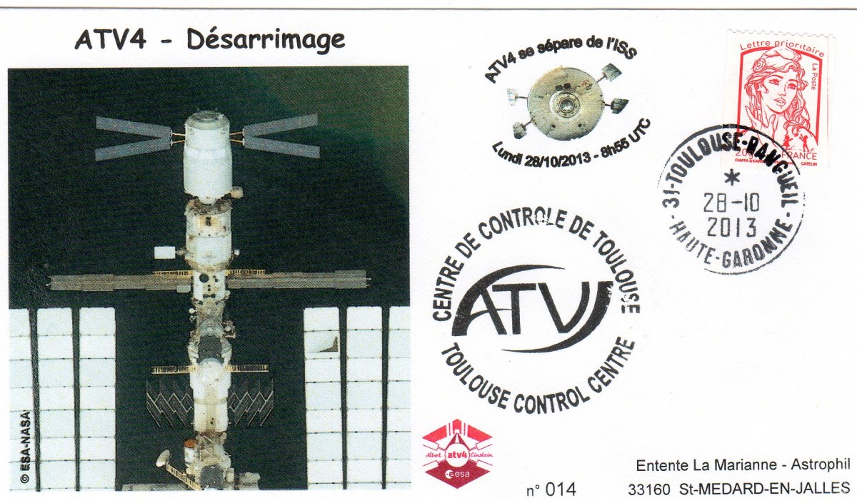 Vol 213 - ATV 4 -28 octobre 2013 - Désarrimage de l'ISS