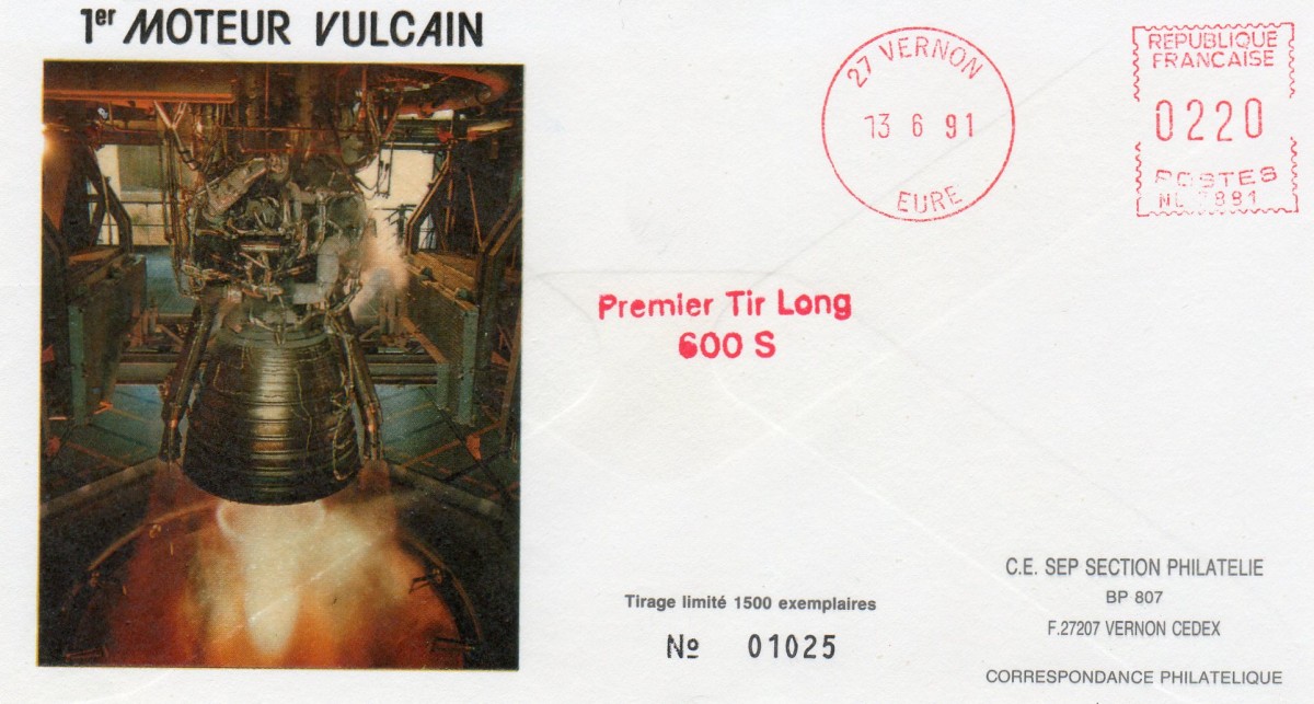 Développement Ariane 5 - 13 Juin 1991 Premier tir long Vulcain au banc d'Essais