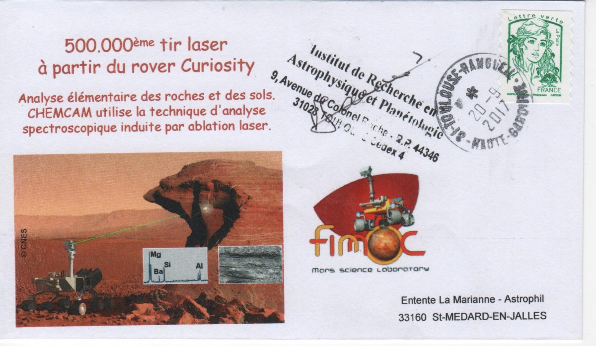 Spatial - 20 Septembre 2017 - Rover Curiosity 500 000ème tir laser - FIMOC