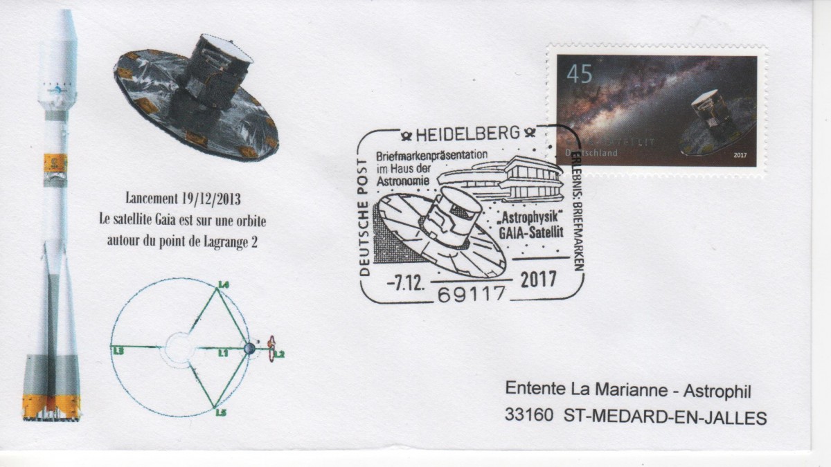 07 Décembre 2017 - Émission par la Poste Allemande d'un Timbre à l'effigie du satellite "GAÏA"