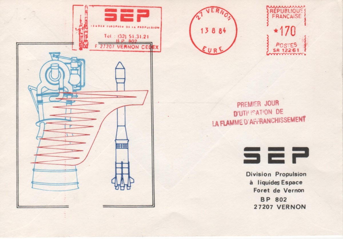 Divers : SEP Vernon 1er jour d'utilisation Flamme d'entreprise 13 Aout 1984