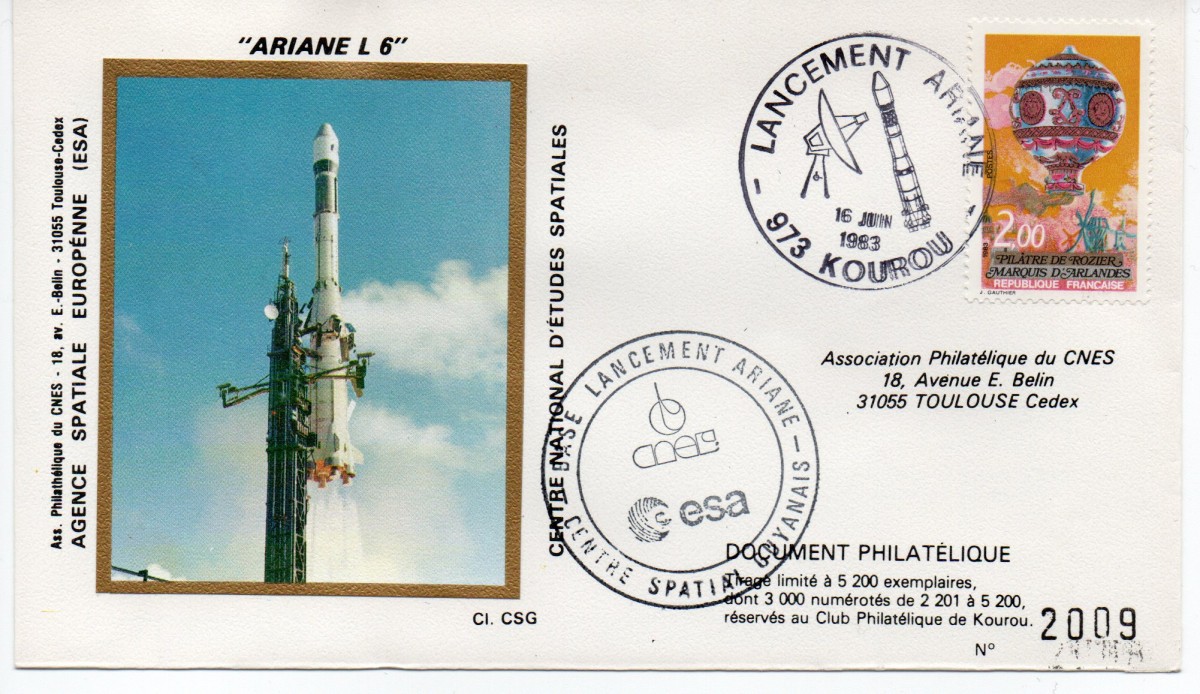 Kourou (Guyane) Lancement Ariane 1 – Tir L6 – 16 Juin 1983 (Pochette CNES Complète) - C18