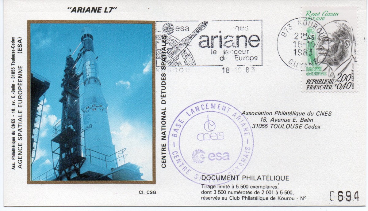 Kourou (Guyane) Lancement Ariane 1 - Tir L7 - 18 Octobre 1983 (Pochette CNES Complète) - C18