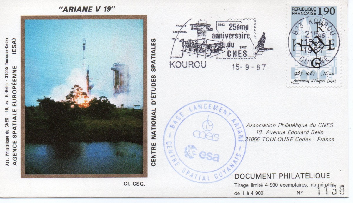 Kourou (Guyane) Lancement Ariane 3 – Vol 19 - 15 Septembre 1987 (Pochette CNES) - C18