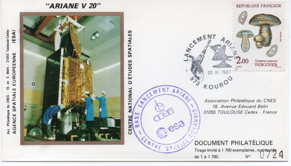 Kourou (Guyane) Lancement Ariane 2 – Vol 20 - 20 Novembre 1987 (Pochette CNES Complète) - C18