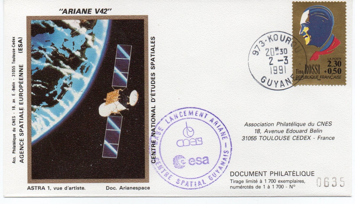 Kourou (Guyane) Lancement Ariane 4 - 44LP – Vol 42 - 02 Mars 1991 (2 Enveloppes CNES ) - C8