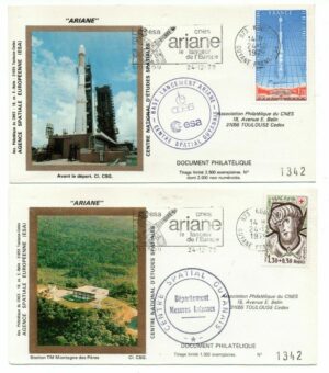 Ariane L01 Pochette CNES (10 Enveloppes Lancement, Docking, + Carte ESA) - C 19