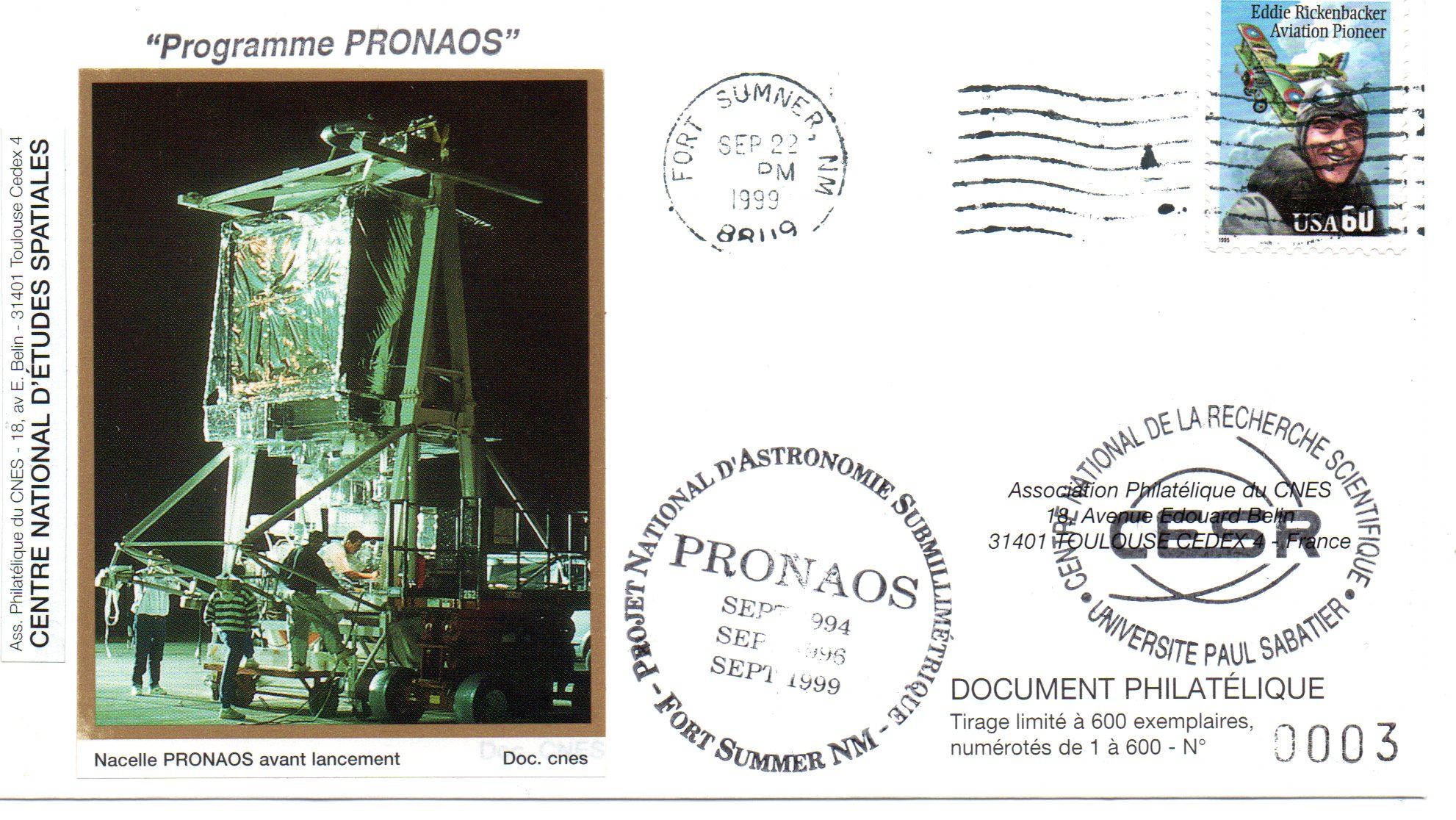 Campagne Ballons - CNES CESR - PRONAOS - Fort Summer (USA) - 22 Septembre 1999 - C25