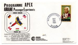 Lancement Ariane L02 - Programme APEX Amsat Oscar - Washington (USA) 23 Mai 1980 - Enveloppe ESA C28