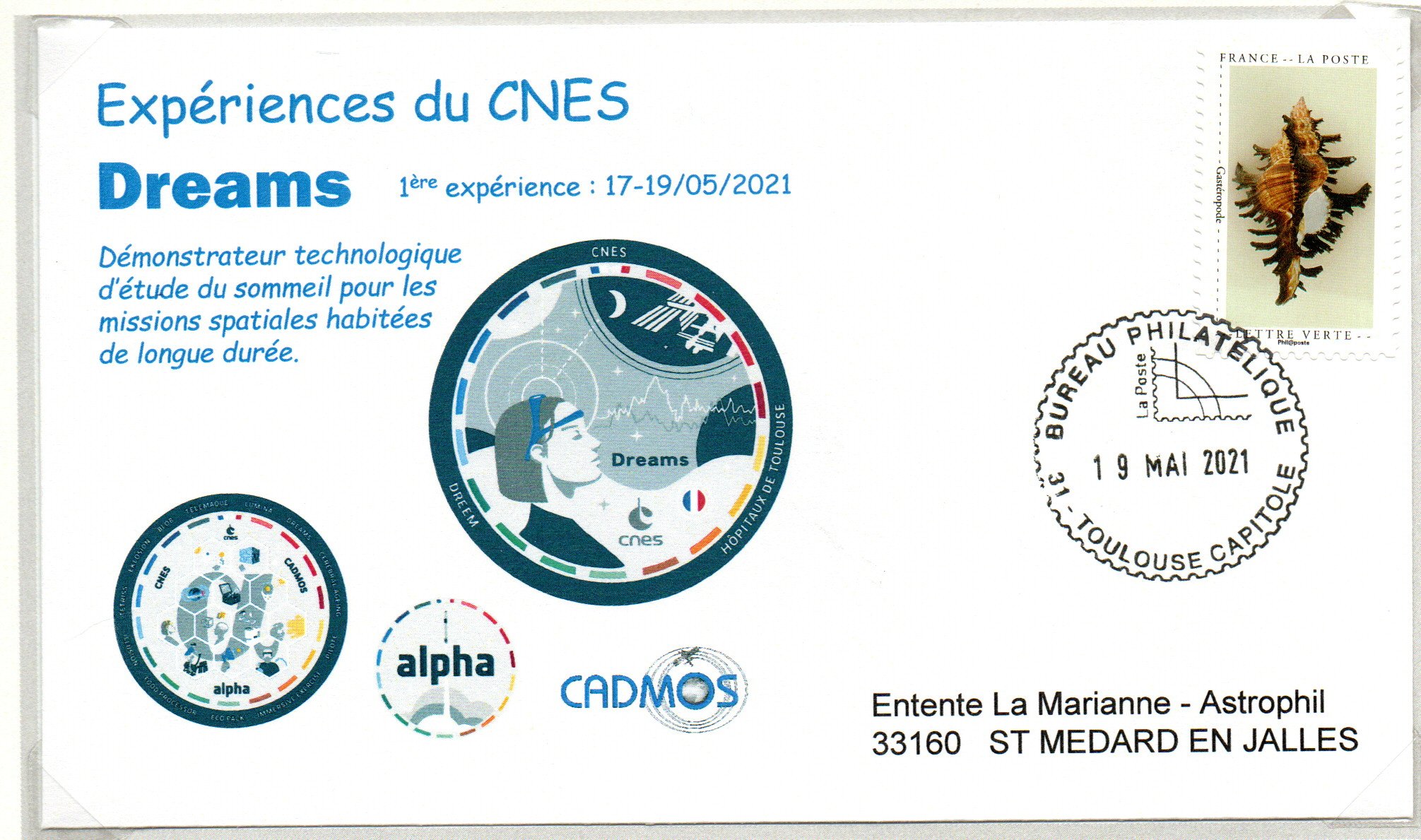 Mission ALPHA - Expérience DREAMS - ISS et CADMOS 19 mai 2021 Toulouse