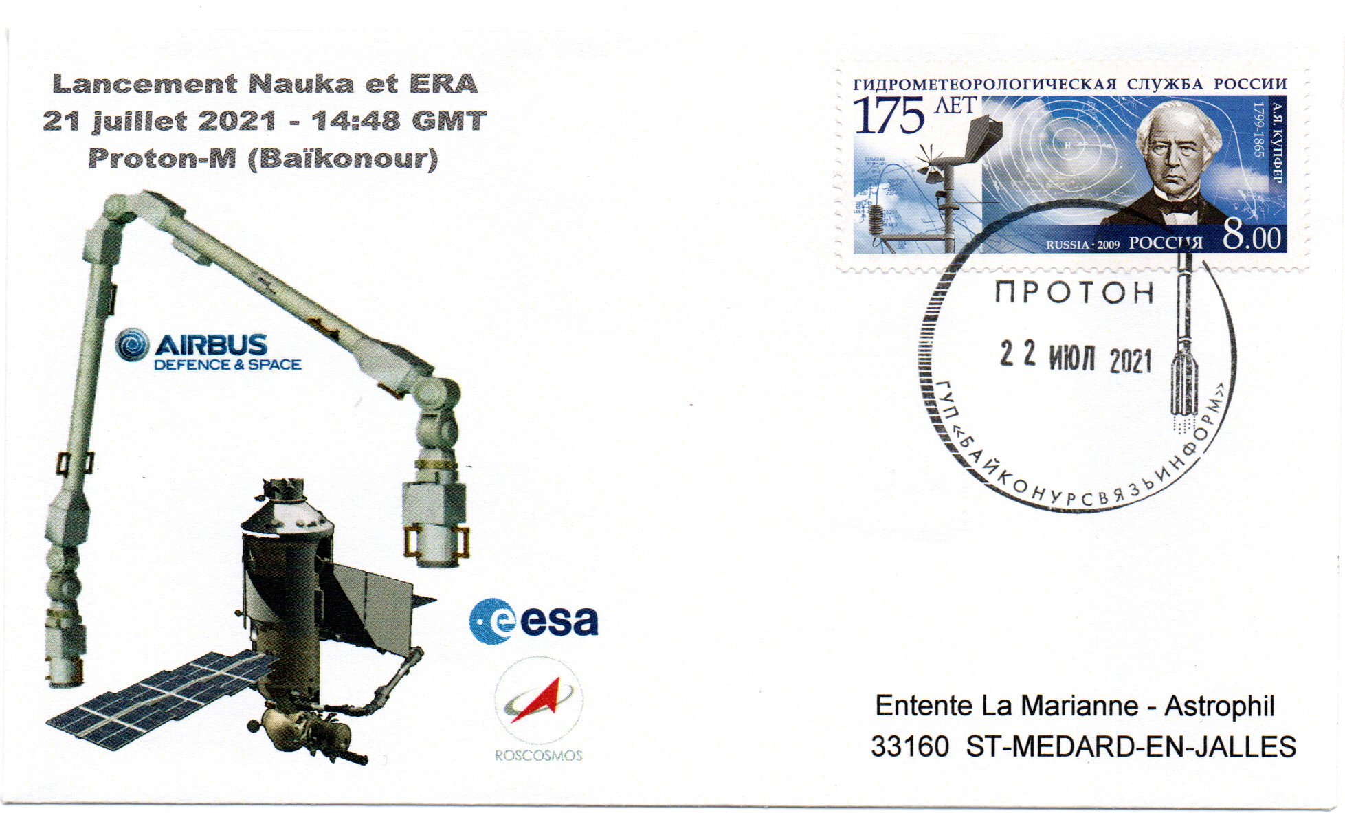 Lancement Proton M à Baïkonour - Module Nauka et bras ERA de l'ESA - 21 Juillet 2021 14h48 GMT