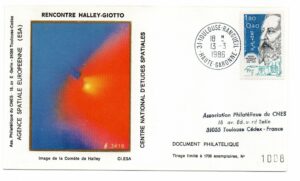 Rencontre de la Sonde Européenne GIOTTO avec la Comète de Halley - 18 Mars 1986 - Enveloppe CNES C 33