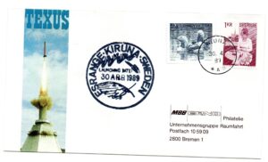 Lancement Skylark 7 - Kiruna TEXUS 21 - 30 Avril 1989 - Enveloppe ERNO - C 34
