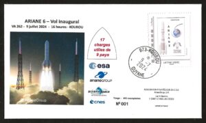 Lancement ARIANE 6 - Kourou 09 Juillet 2024 - Premier lancement avec succès - Timbre a Moi ASTROPHIL