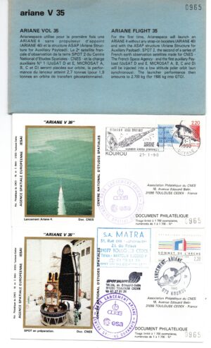 Lancement Vol 35 Ariane 40 - 21/01/1990 - Pochette CNES 4 enveloppes - C39