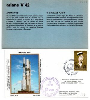 Lancement Ariane 44LP - vol 42 - 02/03/1991 - Pochette CNES 3 enveloppes - C 39