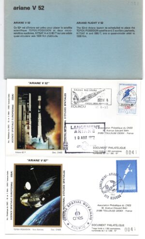 Lancement Ariane 42P – Vol 52 – 10/08/1992 – Pochette CNES 6 enveloppes – C 39