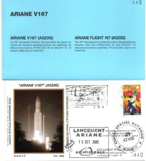 Lancement Ariane 523G - Vol 167 – Kourou 13/10/2005 – Pochette CNES 3 Enveloppes – C 42