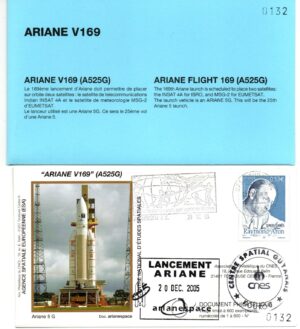 Lancement Ariane 525G - Vol 169 – Kourou 20/12/2005 – Pochette CNES 3 Enveloppes – C 42