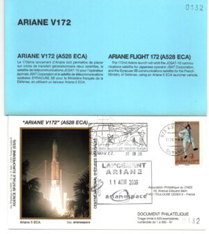 Lancement Ariane 528 ECA – Vol 172 – Kourou 11/08/2006 – Pochette CNES 3 Enveloppes – C 43