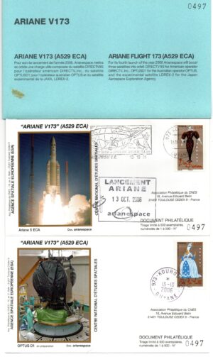 Lancement Ariane 529 ECA – Vol 173 – Kourou 13/10/2006 – Pochette CNES 4 Enveloppes – C 43