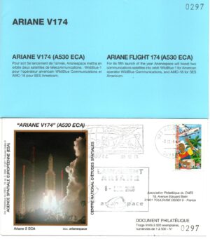 Lancement Ariane 530 ECA – Vol 174 – Kourou 08/12/2006 – Pochette CNES 3 Enveloppes – C 43