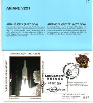 Lancement Ariane 577 ECA – Vol 221 – Kourou 06/12/2014 – Pochette CNES 3 Enveloppes – C 45