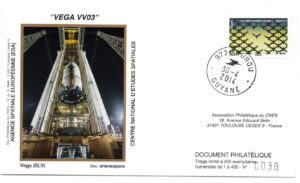 Lancement VEGA - VV03 - Kourou 30/04/2014 – Enveloppe CNES – C 45 - ref 9200020