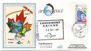 Lancement Ariane 4 - vol 46 - Kourou 26 Septembre 1991 - Enveloppe Arianespace - C 49 - 9010426