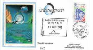 Lancement Ariane 4 - vol 52 - Kourou 10 Aout 1992 - Enveloppe Arianespace - C 49 - 9010432
