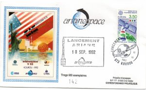 Lancement Ariane 4 - vol 53 - Kourou 10 Septembre 1992 - Enveloppe Arianespace - C 49 - 9010433