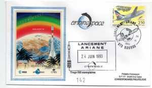 Lancement Ariane 4 - vol 57 - Kourou 24 Juin 1993 - Enveloppe Arianespace - C 49 - 9010437