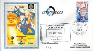 Lancement Ariane 4 - vol 61 - Kourou 19 Novembre 1993 - Enveloppe Arianespace - C 49 - 9010441