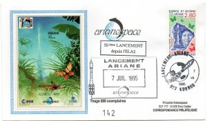 Lancement Ariane 4 - Vol 75 - Kourou 07 Juillet 1995 - Enveloppe Arianespace - C 50 - 9010455