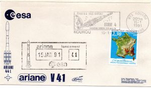Lancement Ariane 4 – 44L – Vol 41 – Kourou 15 Janvier 1991 – ESA Lollini – C 57 – 9010585