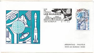 Premier jour flamme cité de l'espace Les Mureaux - 05 Novembre 1984 - Aerospatiale - C 58 - 9100131