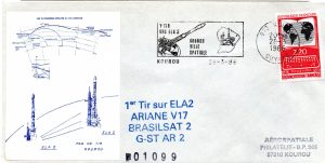 Lancement Ariane 3 - vol 17 - Kourou 28/03/1986 - Aérospatiale - C 60 - 9010599