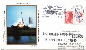 Lancement Ariane 3 - Vol 19 - Kourou 15 Septembre 1987 - Club Phila Kourou - C 61 - 9010621