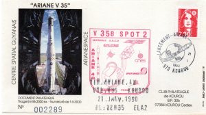 Lancement Ariane 4 - Vol 35 - Kourou 21 Janvier 1990 - Club Phila Kourou - C 61 - 9010623