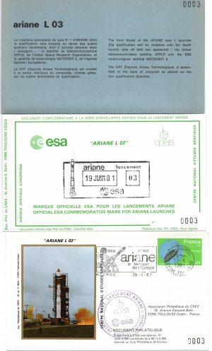Lancement Ariane L03 Kourou 19 Juin 1981 - Pochette CNES 5 enveloppes - C 62 - 9010627
