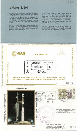 Lancement Ariane L04 Kourou 19 Décembre 1981 - Pochette CNES 5 enveloppes - C 62 - 9010628