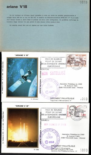 Lancement Ariane 2 - Vol 18 - Kourou 30 Mai 1986 - Pochette CNES 2 enveloppes - C 62 - 9010642