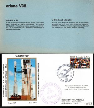 Lancement Ariane 4 - Kourou 30 Aout 1990 - Pochette CNES 3 enveloppes - C 63 - 9010661